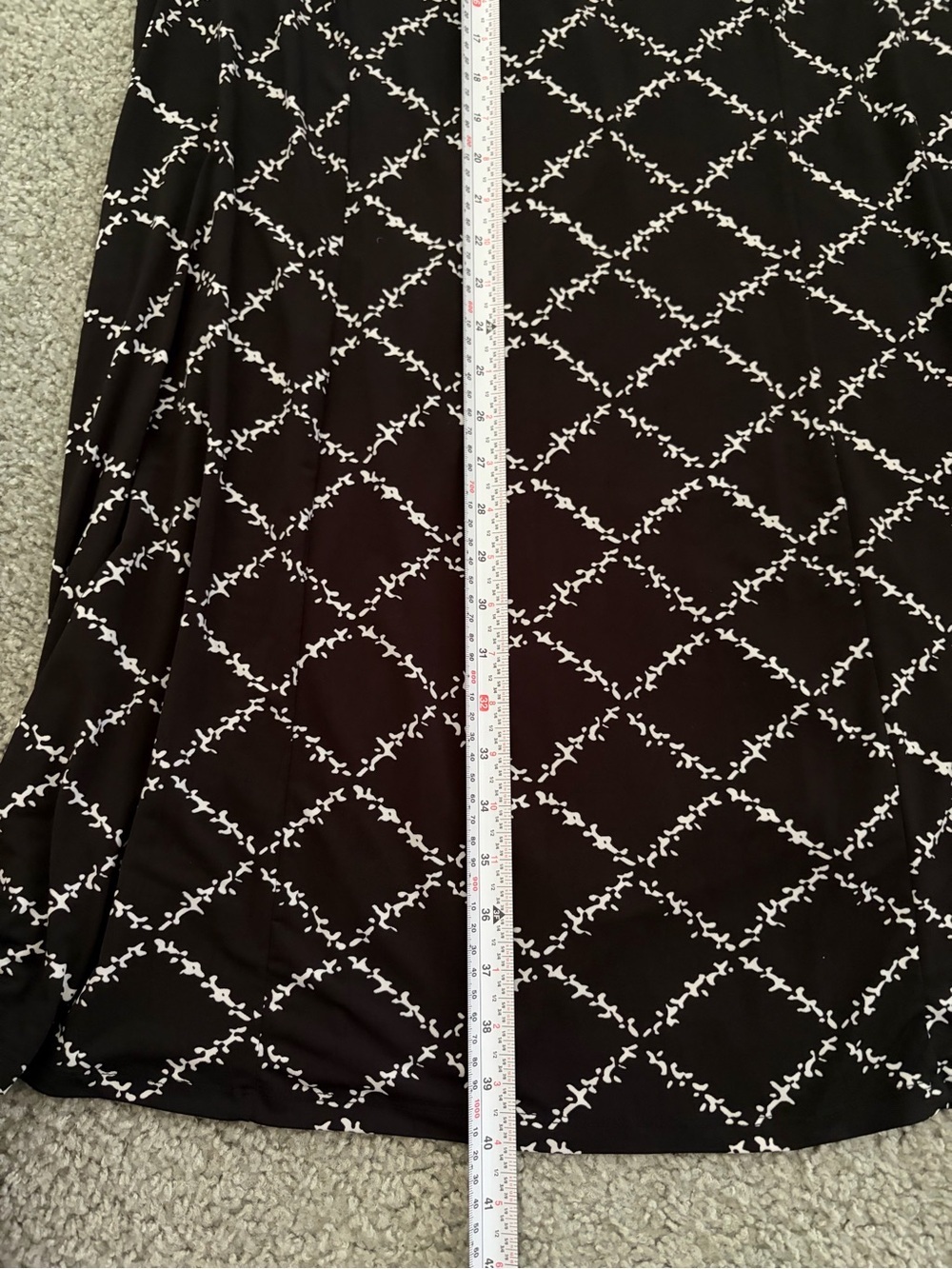 ellos Dark Navy and White Long-Sleeve Patterned Shift Dress - Picture 5 of 7